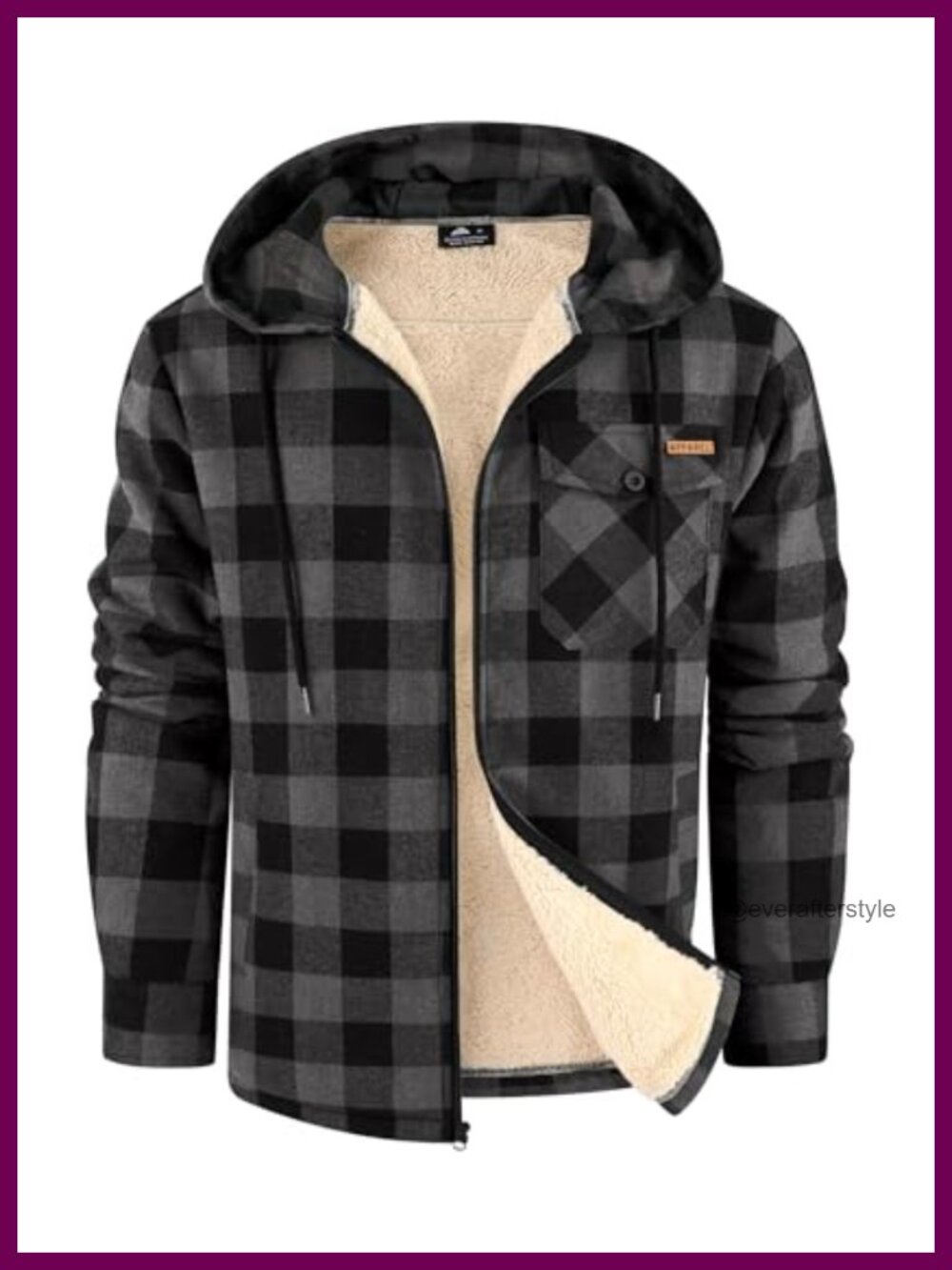 SWISSWELL Plaid Sherpa Lined Flannel Zip Up Hoodie